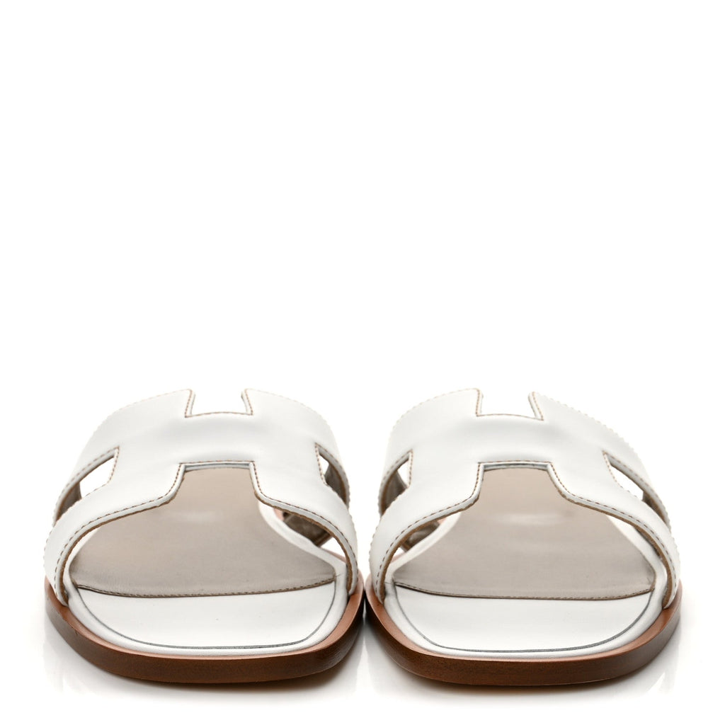 Box Calfskin Oran Sandals 38 White