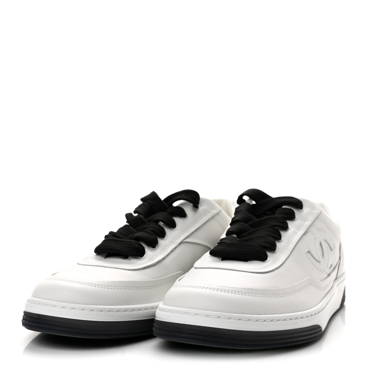 Calfskin CC Womens Sneakers 40 White Black