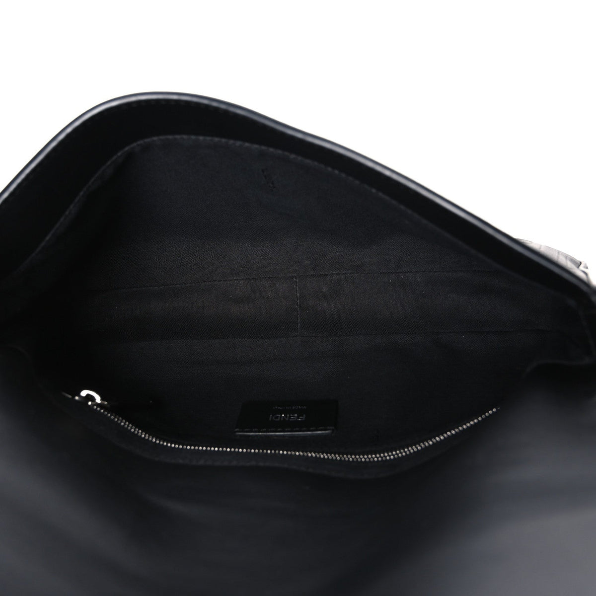 Vitello Grace FF Gradient Embossed Belt Baguette Bag Black