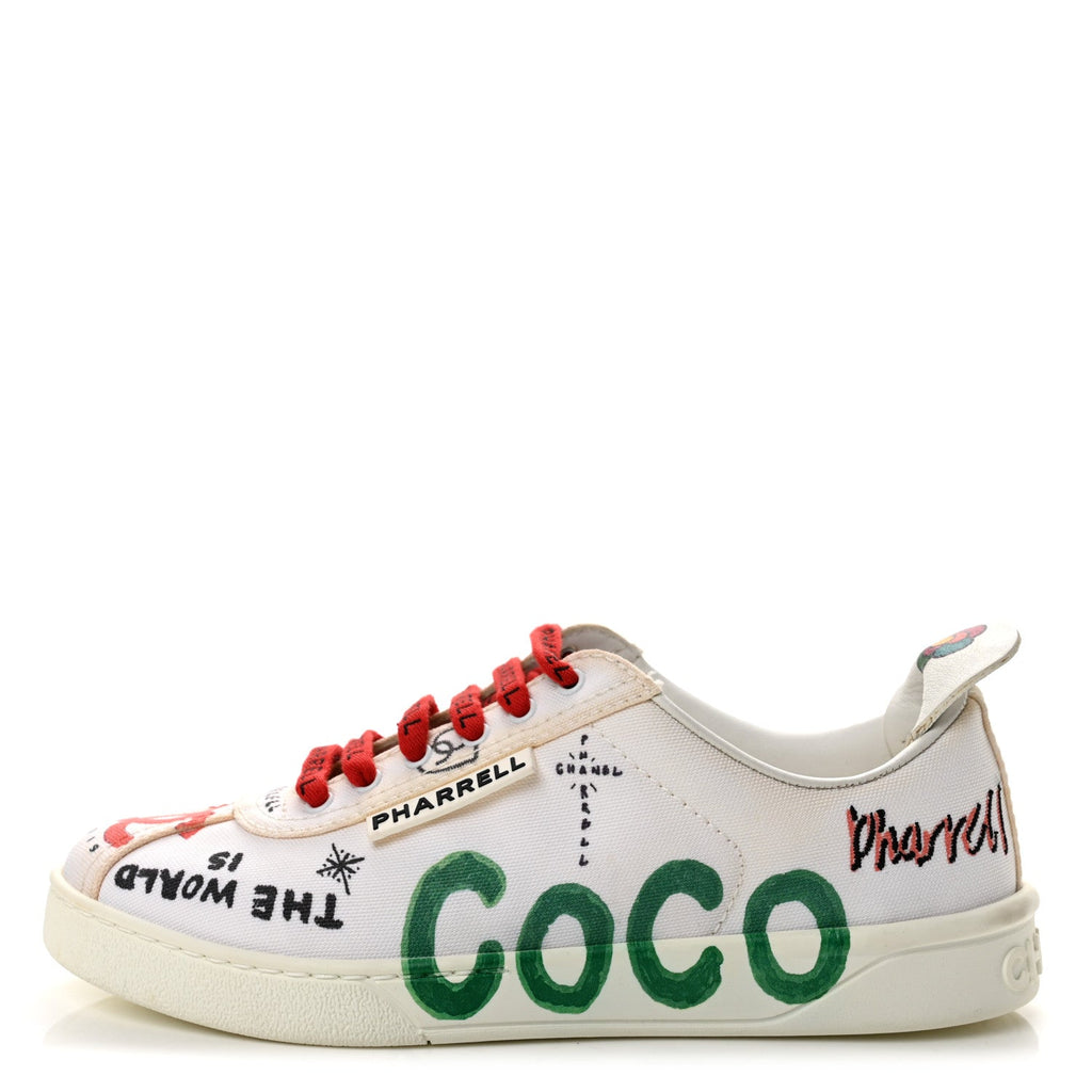 x Pharrell Williams Canvas Womens Sneakers 35.5 White Multicolor