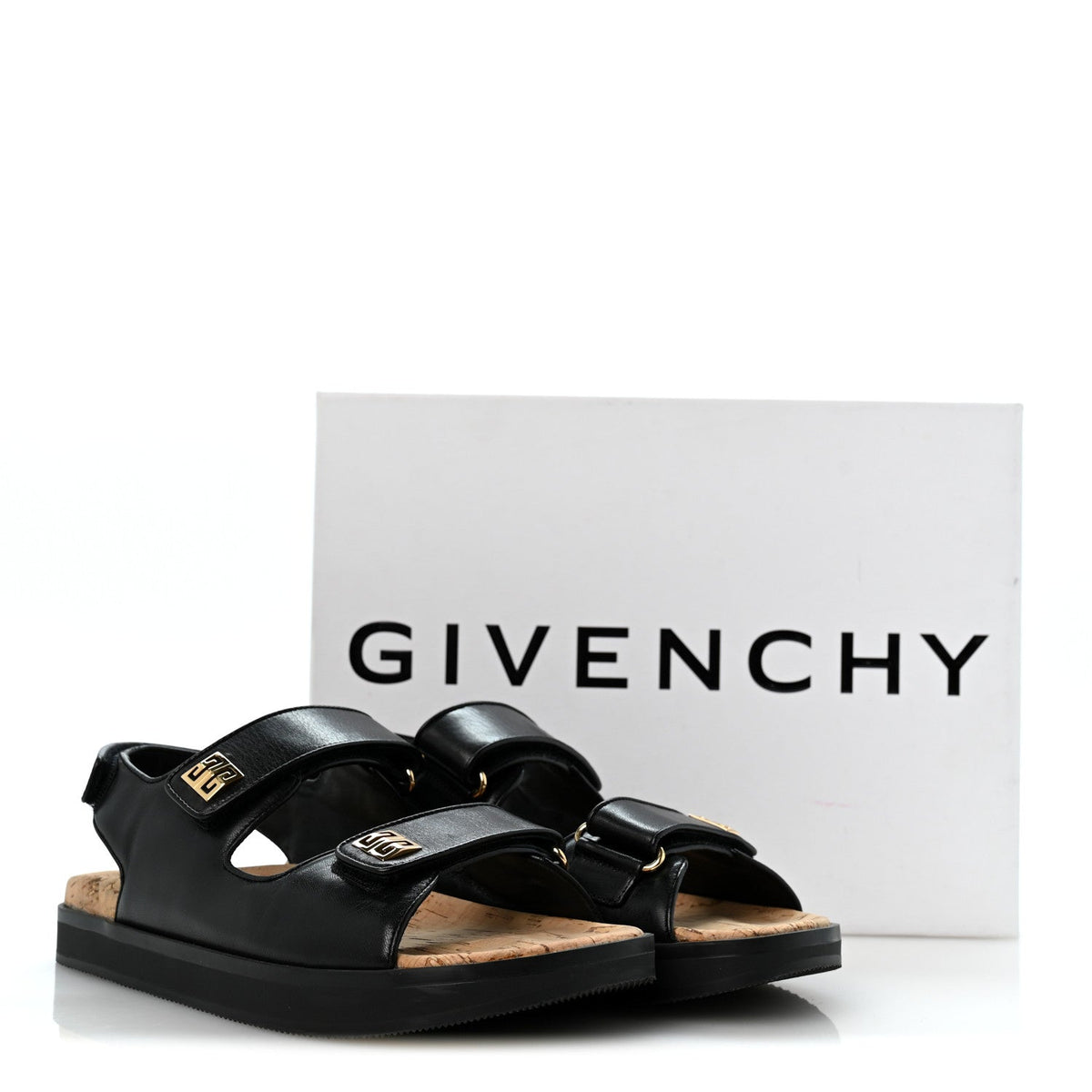 Calfskin 4G Strap Flat Sandals 37 Black