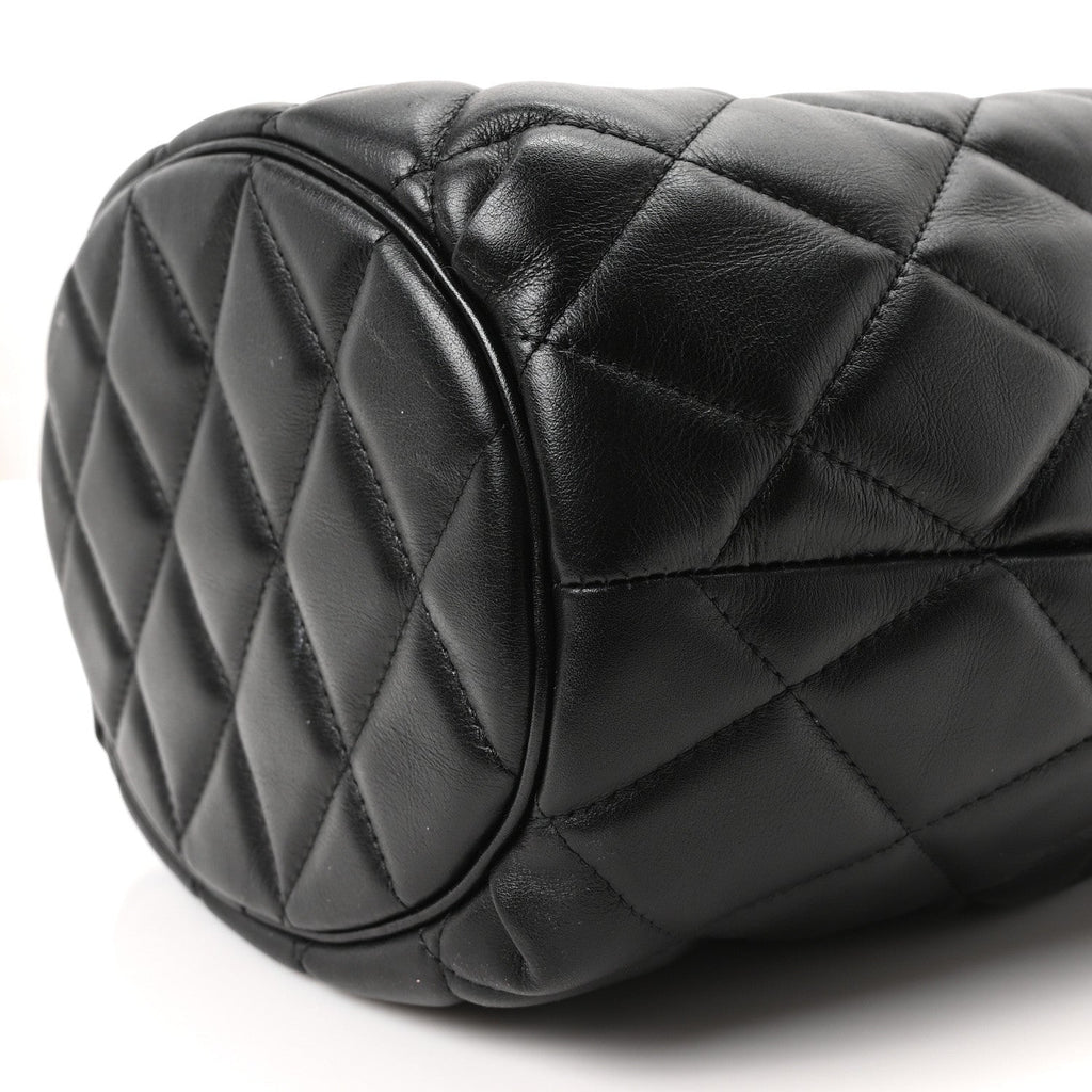 Nappa Calfskin Quilted Touch B Bucket Bag Black