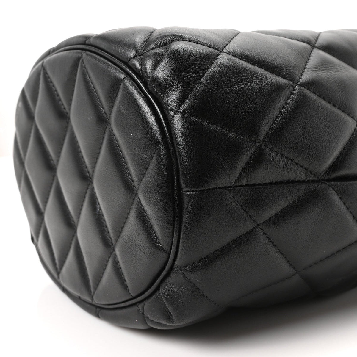 Nappa Calfskin Quilted Touch B Bucket Bag Black