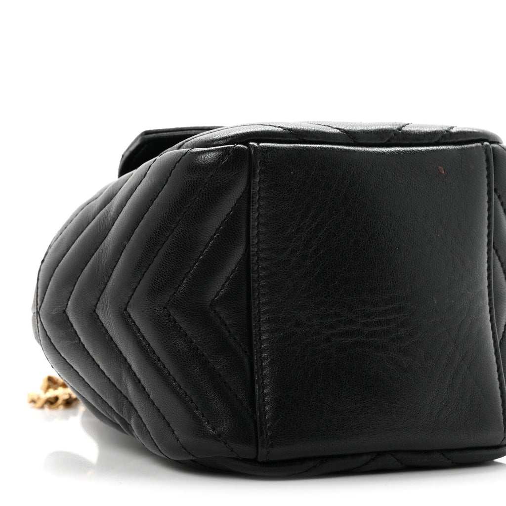 Lambskin Matelasse Monogram Joe Nano Bucket Bag Black