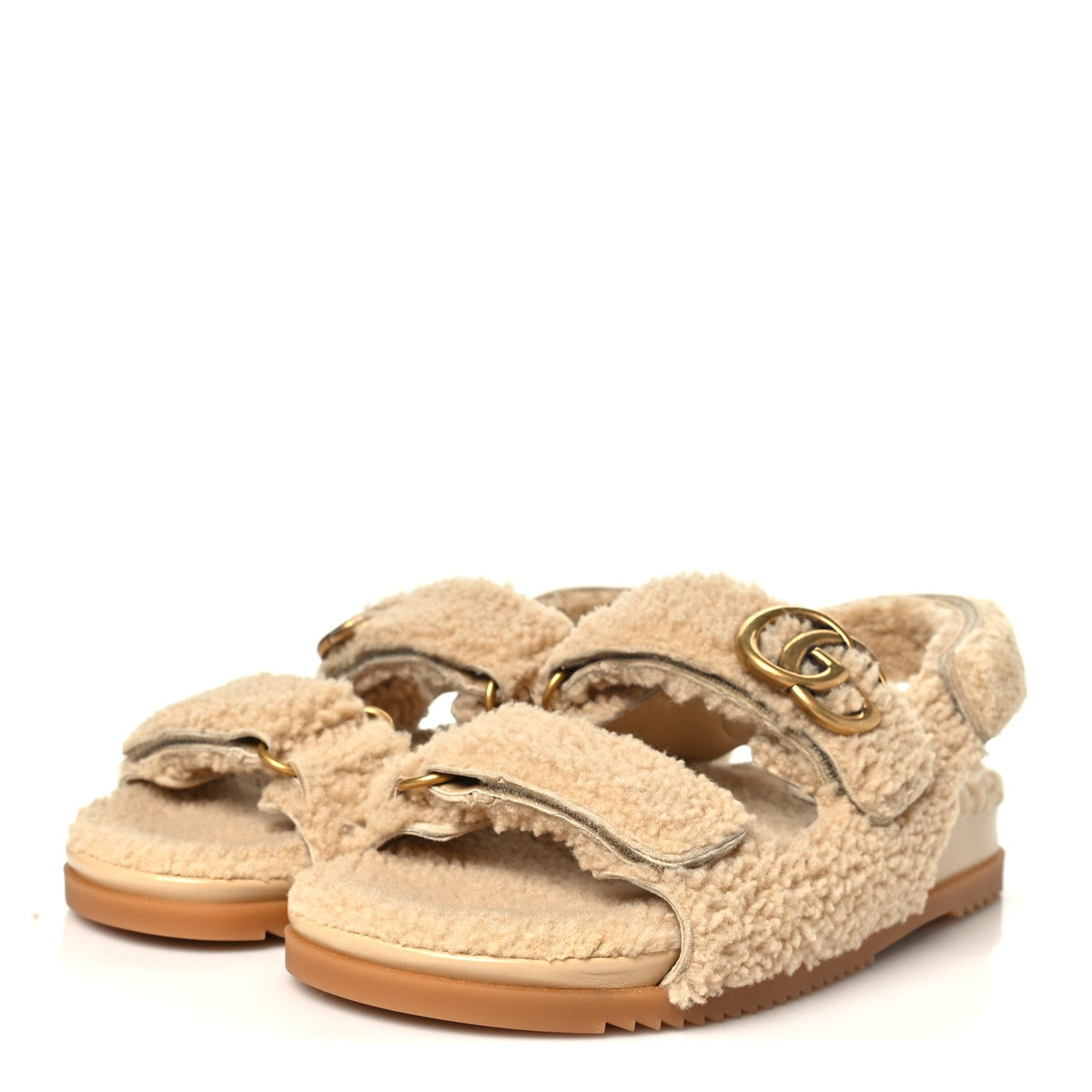 Merino Wool Interlocking G Dad Sandals 40 Butterscotch