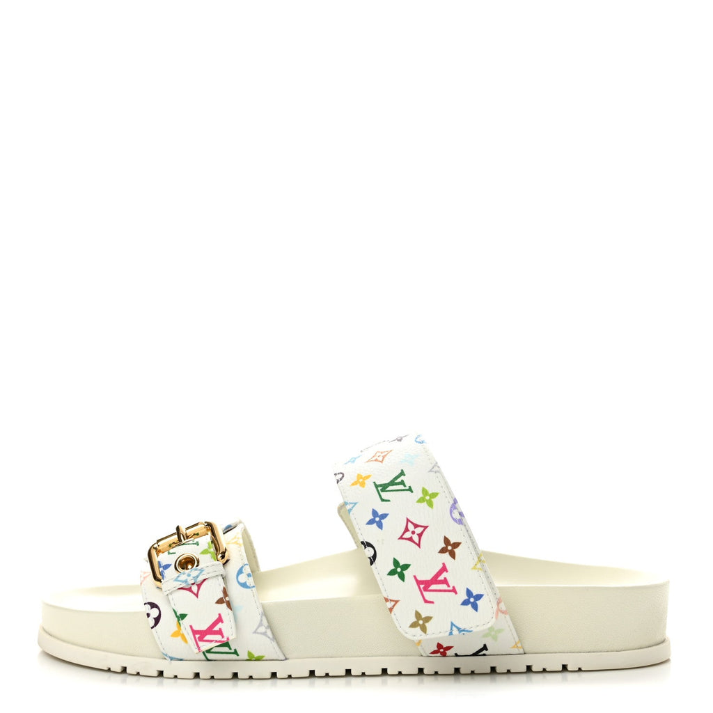 LV X TM Monogram Multicolor Bom Dia Comfort Mule Sandals 38 White