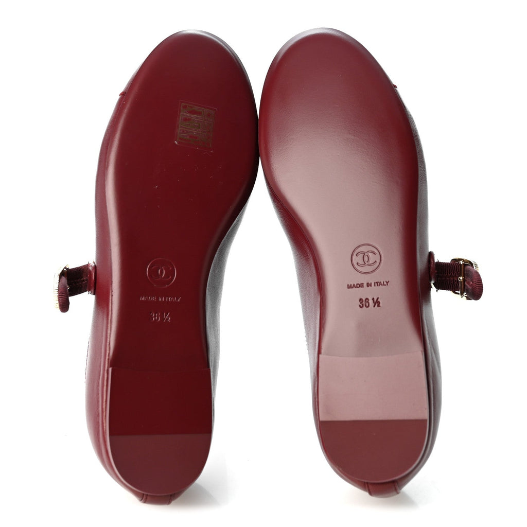 Lambskin Mary Jane Flats 36.5 Burgundy
