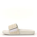 Canvas Pearl Embellished Fitz Slide Sandals 37 White