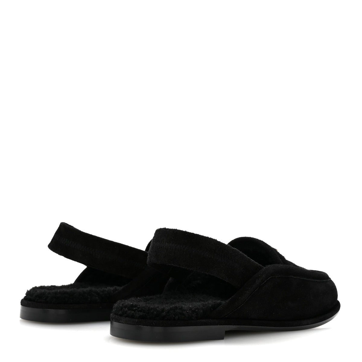 Suede Calfskin CC Slingback Loafers 39 Black