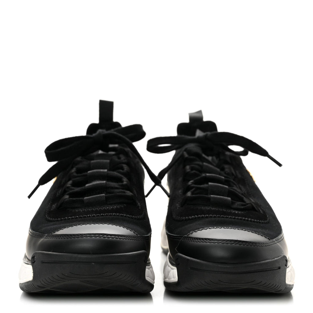 Velvet Calfskin Mixed Fibers CC Sneakers 41 Black