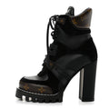 Suede Calfskin Monogram Star Trail Ankle Boots 35 Black