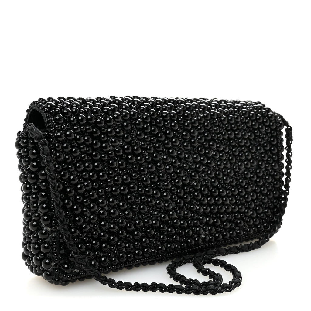 Pearl Beaded East West Flap Black So Black