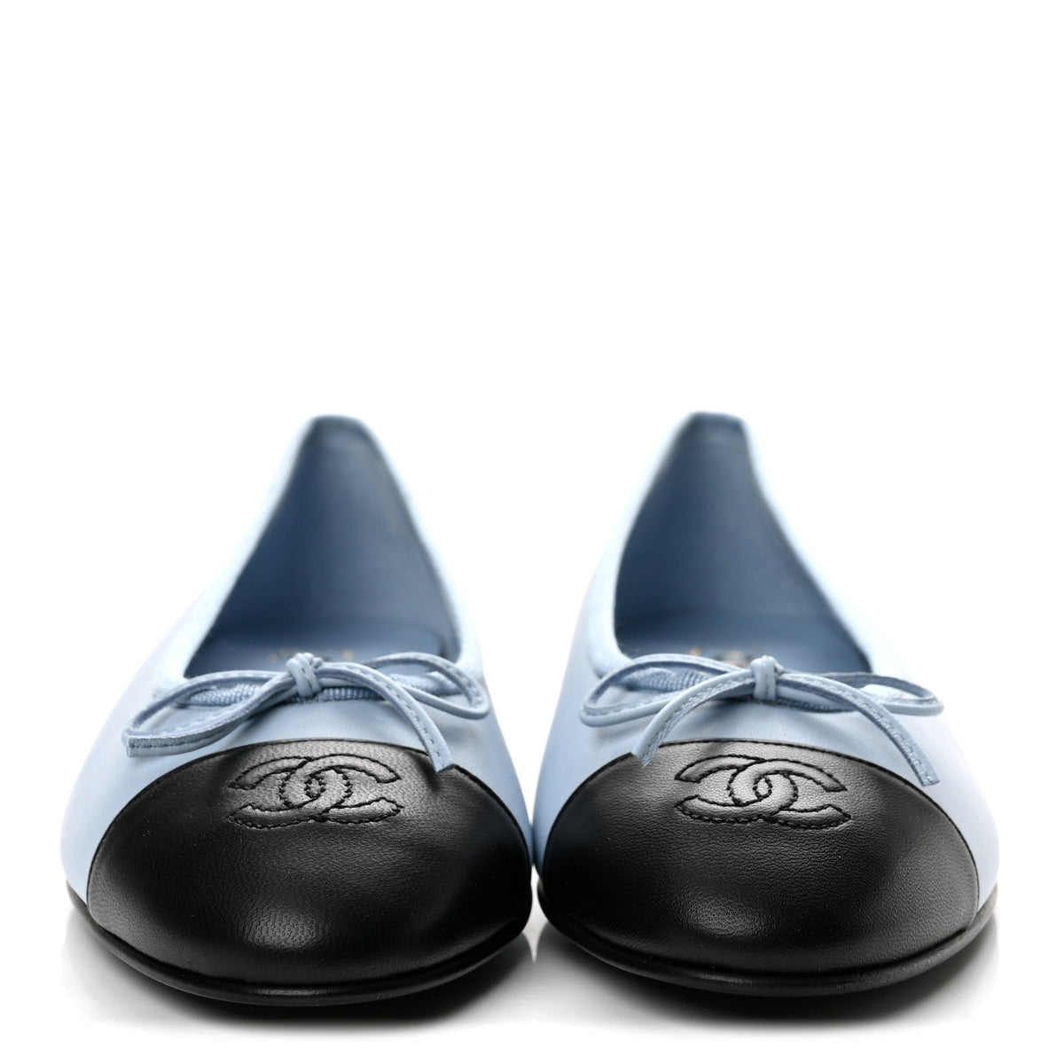 Lambskin Cap Toe CC Ballerina Flats 39.5 Light Blue Black