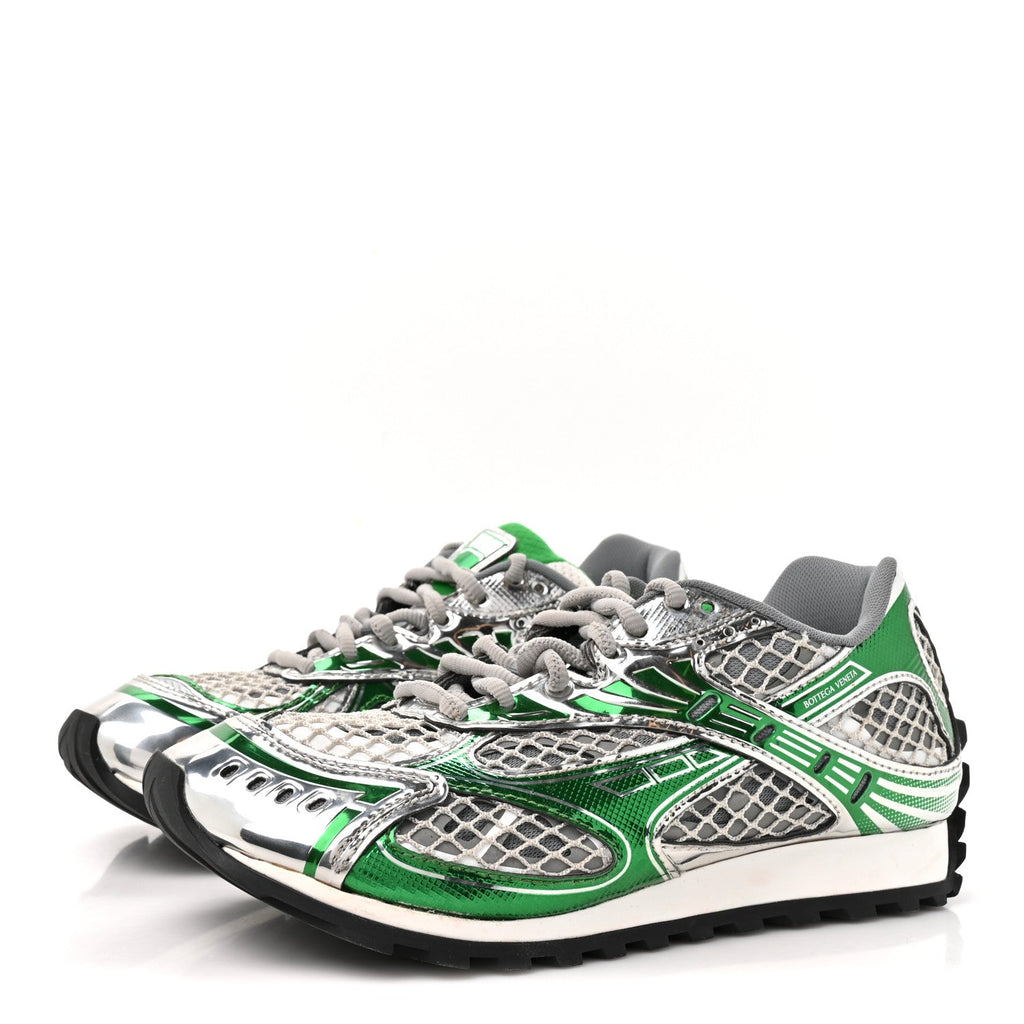 Fishnet Fabric Orbit Sneakers 37 Green Silver