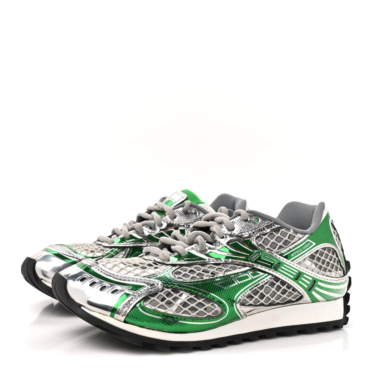 Fishnet Fabric Orbit Sneakers 37 Green Silver