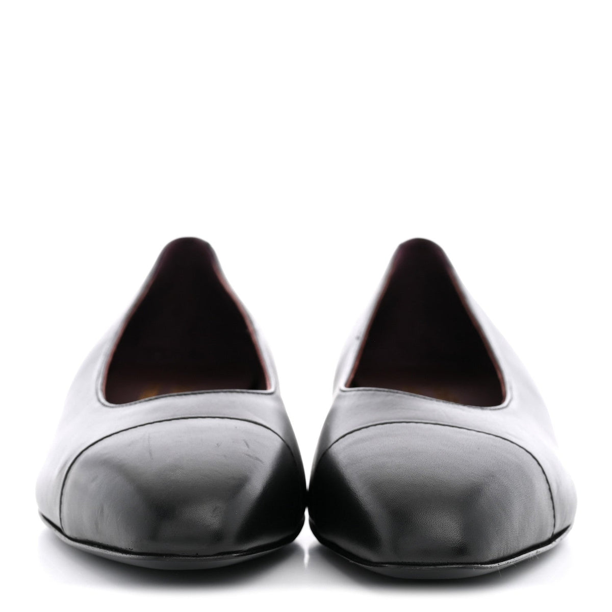 Lambskin Cap Toe CC Uniform Ballerina Flats 36.5 Black