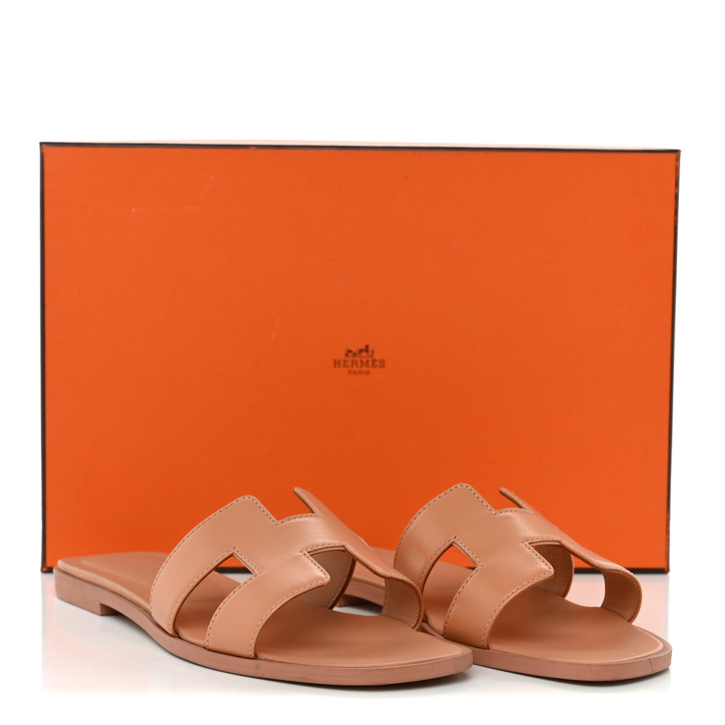 Box Calfskin Oran Sandals 37.5 Granit Rose