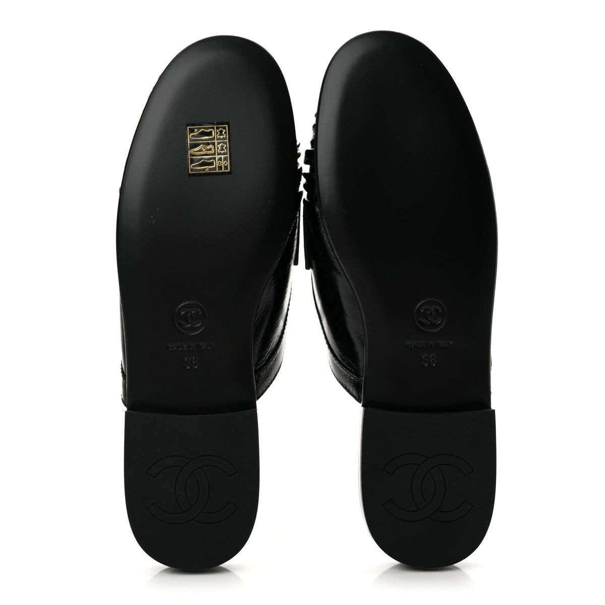 Shiny Crumpled Lambskin CC Mules 36 Black