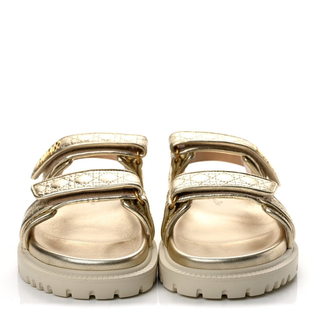 Laminated Sheepskin Cannage Dioract Sandals 39.5 Pale Gold