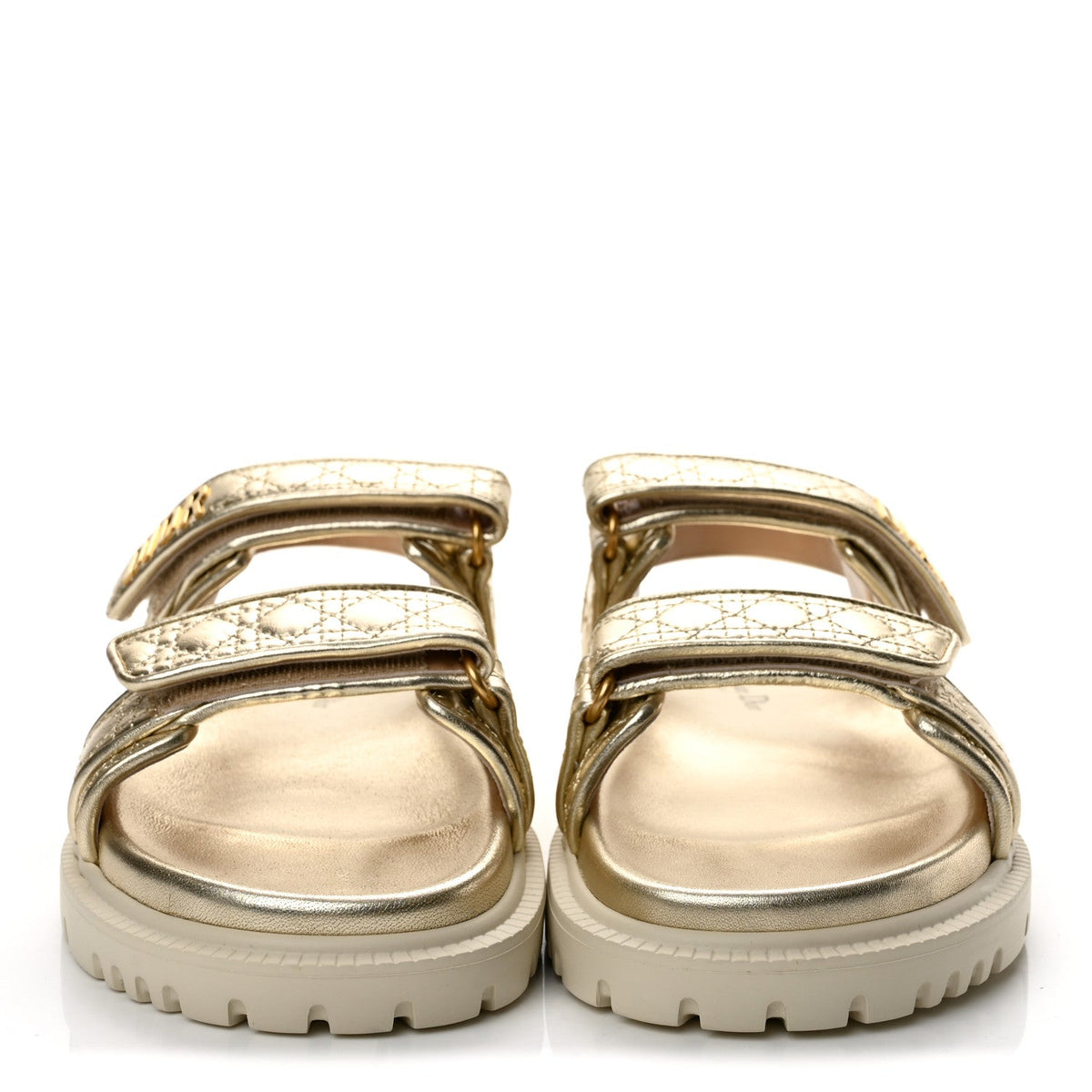 Laminated Sheepskin Cannage Dioract Sandals 39.5 Pale Gold
