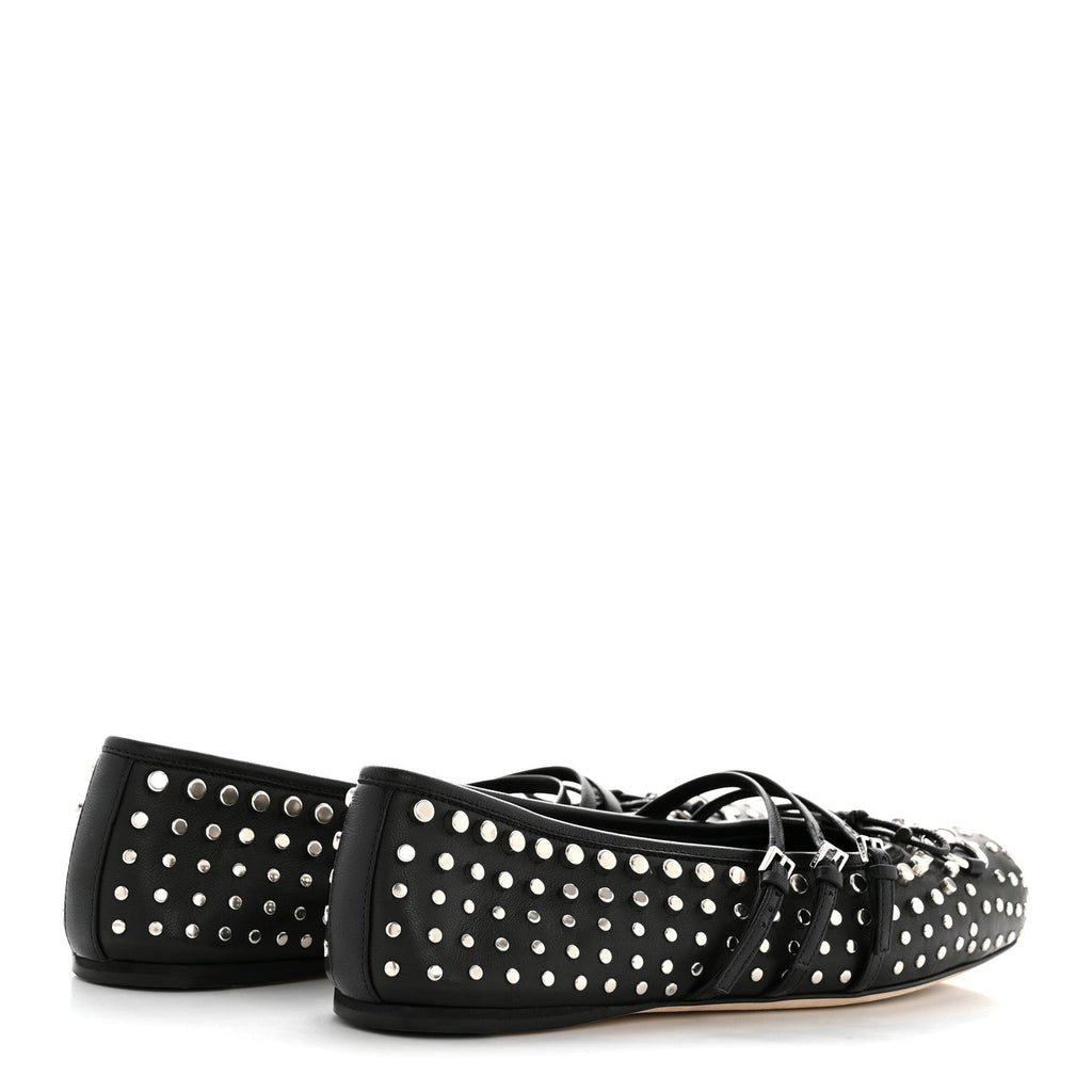 Nappa Carmaque Studded Horsebit Ballet Flats 39.5 Black