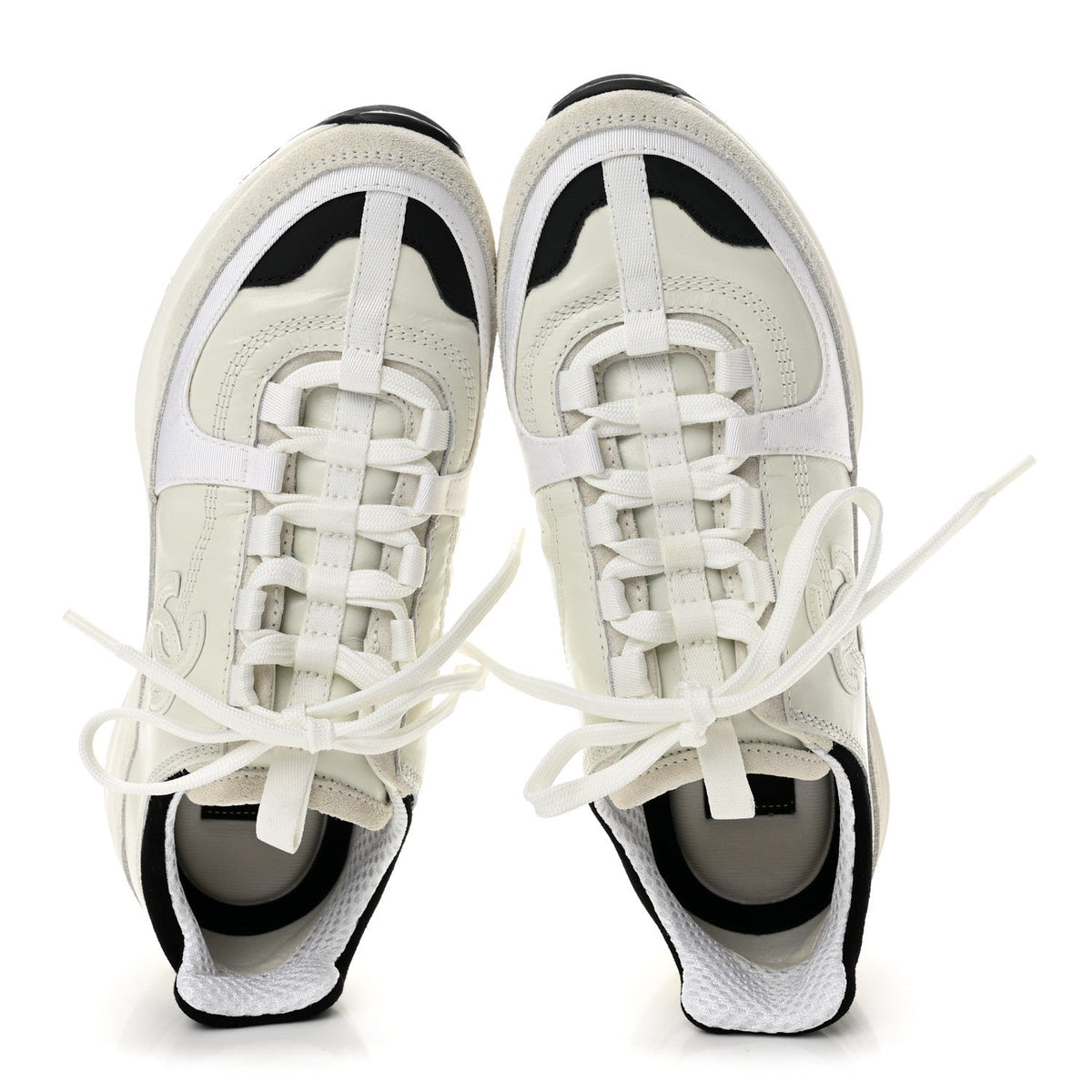 Calfskin Suede CC Womens Sneakers 36.5 White Black