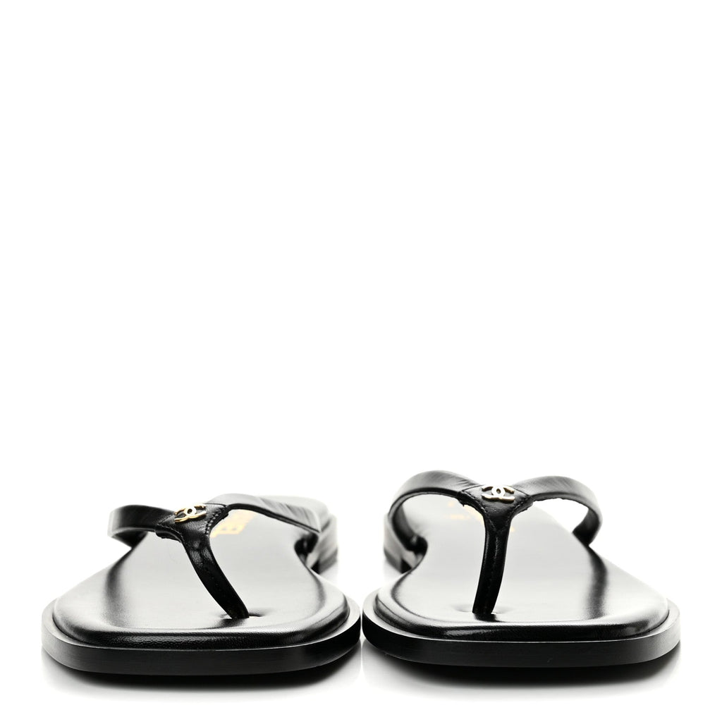 Goatskin CC Times Square Thong Sandals 39 Black