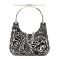 Lambskin Embellished Crystal Mini T-Bar Bag Black