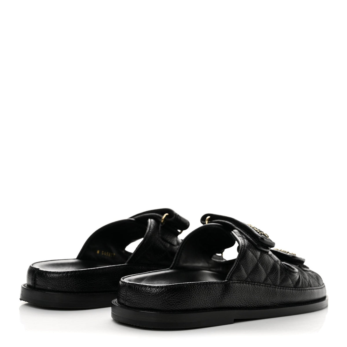 Grained Calfskin Velcro Dad Sandals 40 Black