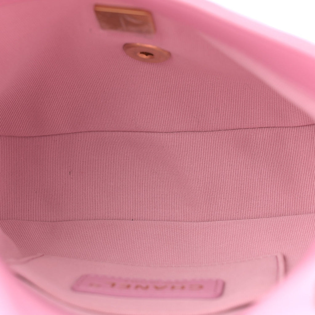 Lambskin Quilted Mini Lacquered Chain Flap Pink
