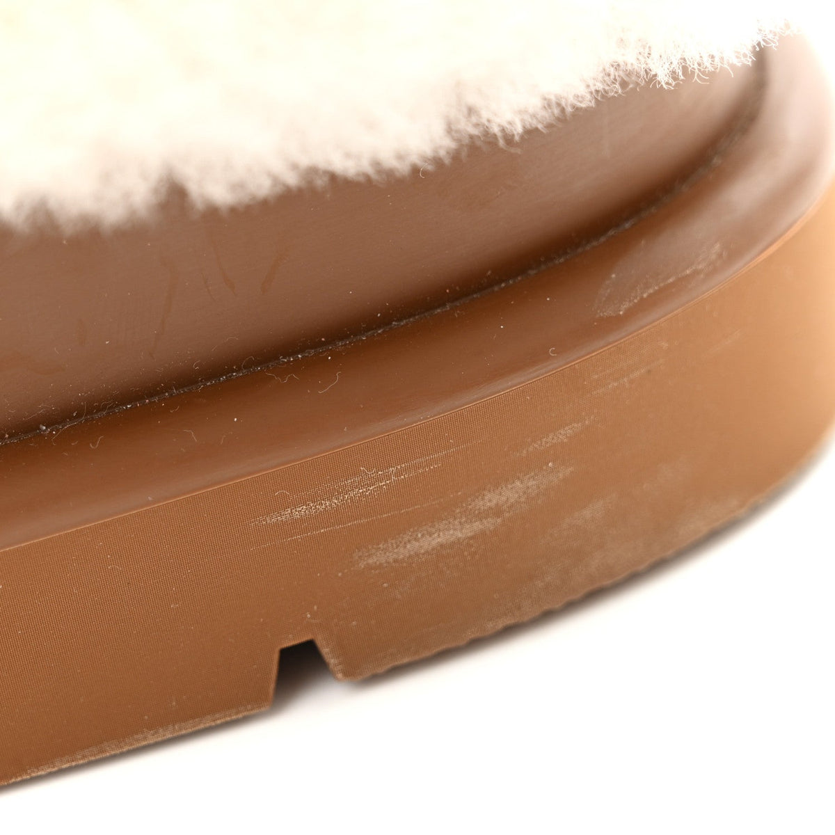 Suede Calfskin Shearling Monogram Debossed Cortina Closed Mule 39 Light Beige
