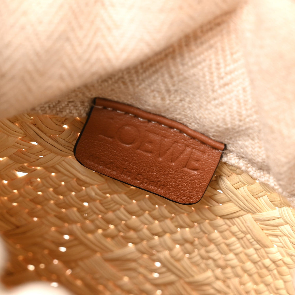 Calfskin Raffia Paulas Ibiza Square Bucket Bag Natural Tan
