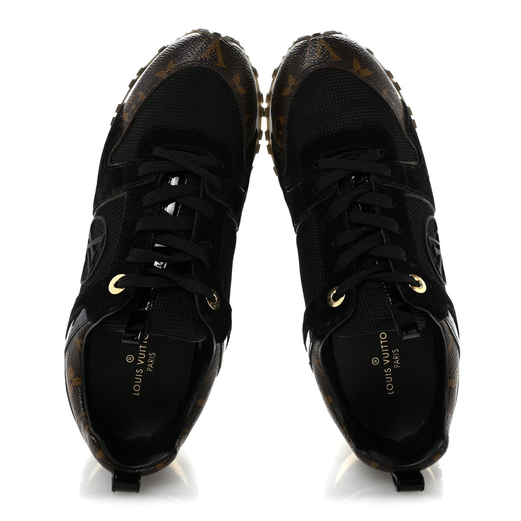 Suede Calfskin Recycled Monogram Nylon Run Away Sneakers 38 Black