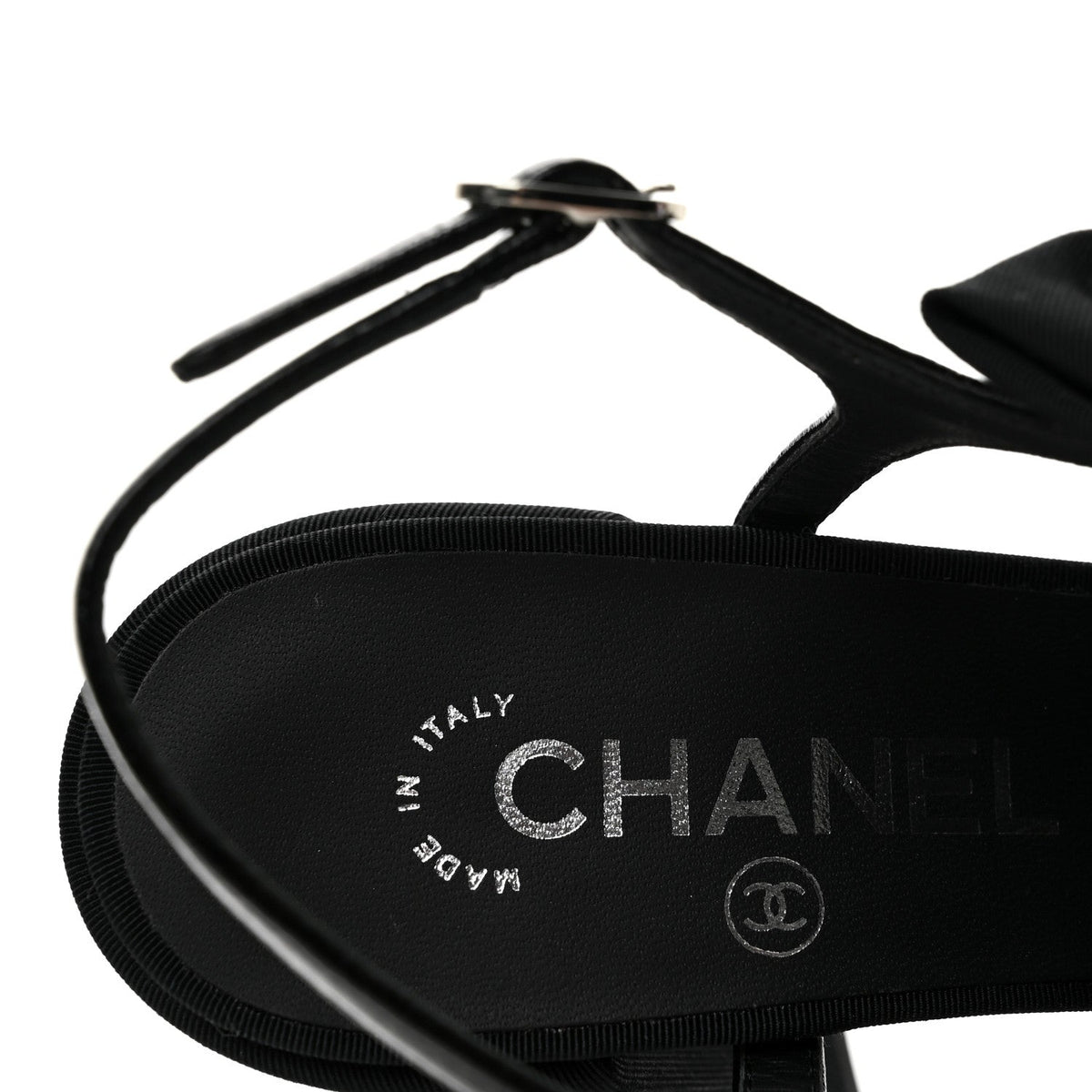 Crumpled Shiny Fabric Grosgrain Cap Toe Camellia Bow Slingback Pumps 37.5 Black