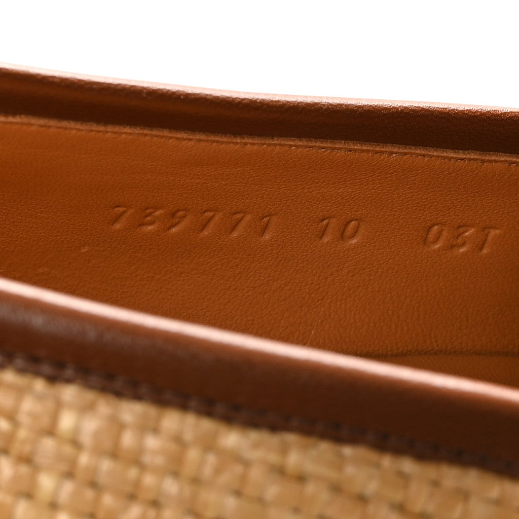 Straw Goatskin Horsebit Mens Loafers 10 Natural Cuir