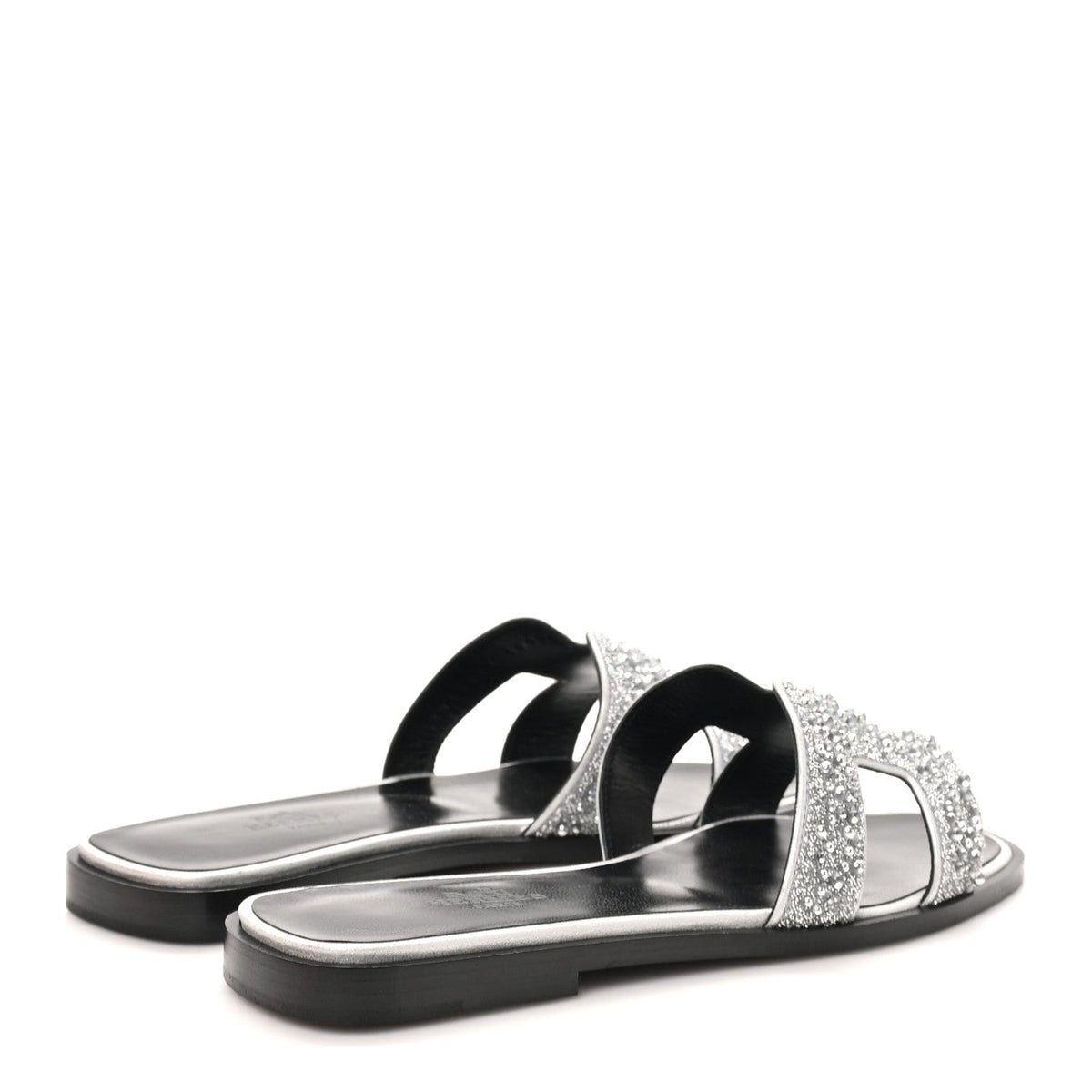 Velvet Goatskin Crystal Beads Oran Sandals 35.5 Gris Argente
