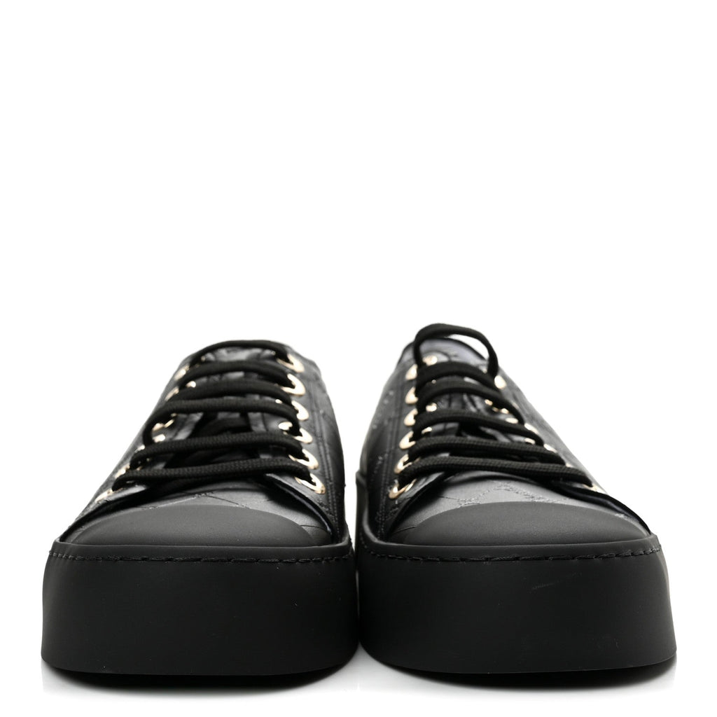 Lambskin Printed Logo Sneakers 37.5 Black