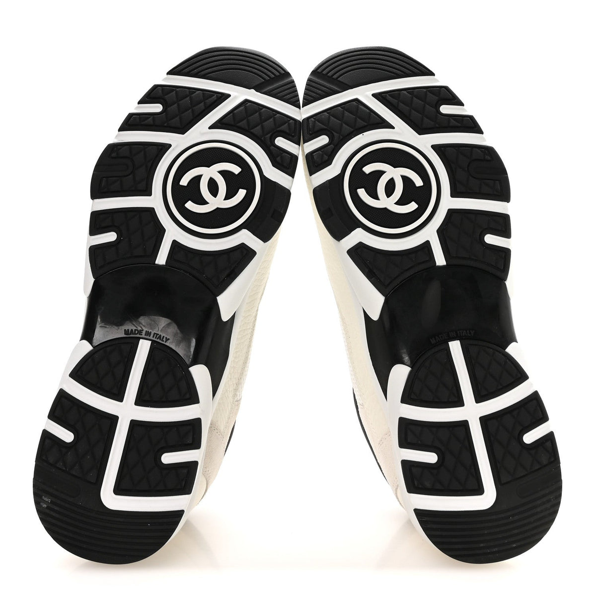 Mesh Suede Calfskin Grained Calfskin Womens CC Sneakers 40.5 White Black