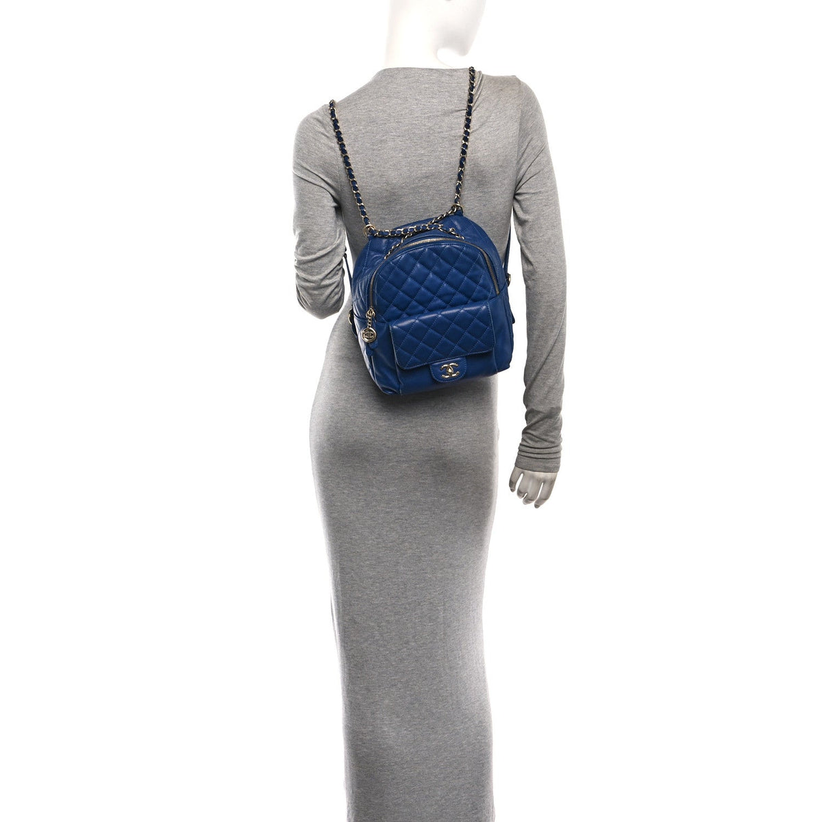 Caviar Quilted Large CC Day Backpack Blue