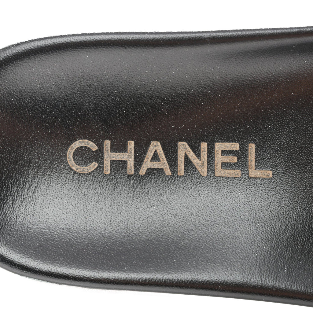 Fantasy Lambskin Chain Slides Sandals Flats 35 Blue