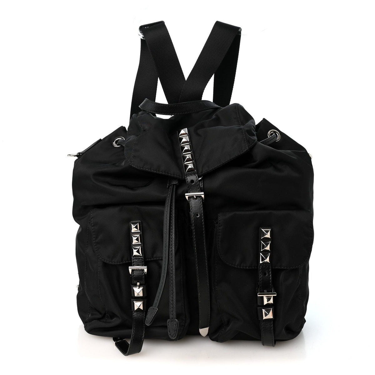 Nylon New Vela Studded Backpack Black