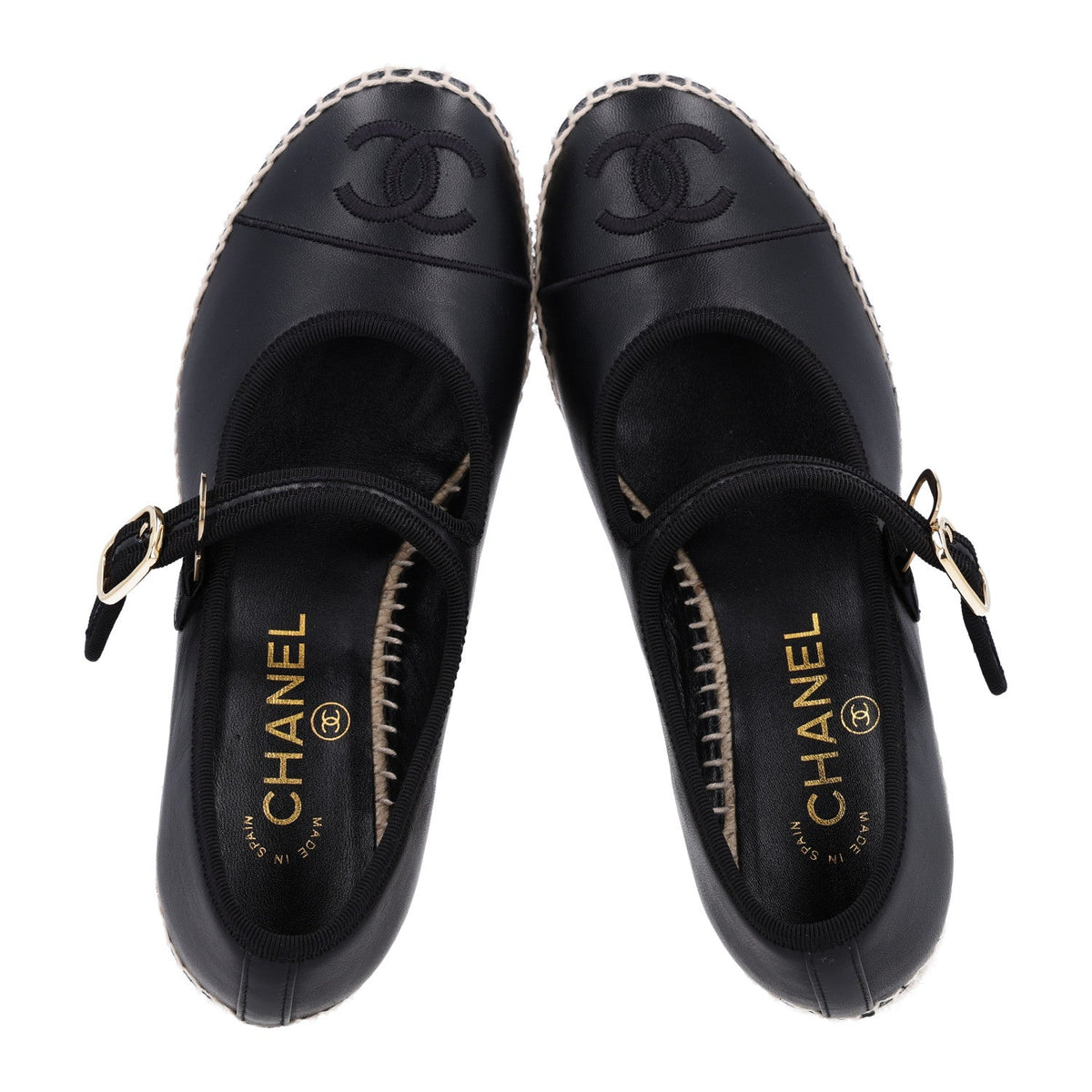 Lambskin Espadrille Mary Jane Wedges 37 Black