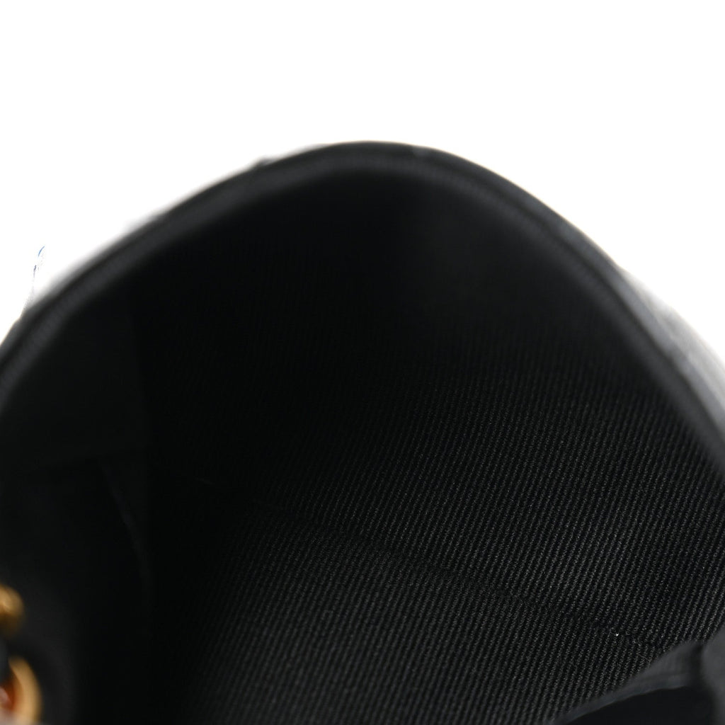 Lambskin Coco Enamel Quilted Mini Chain Belt Bag Black
