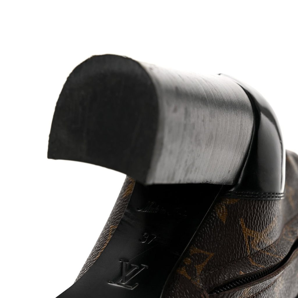 Patent Calfskin Monogram Star Trail Ankle Boots 37 Black