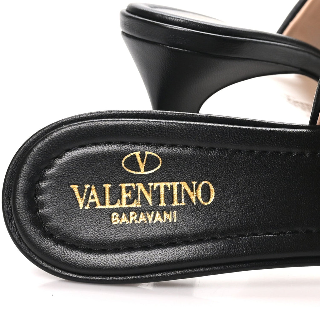 Nappa Quilted Roman Stud 65mm Slide Sandals 39 Black