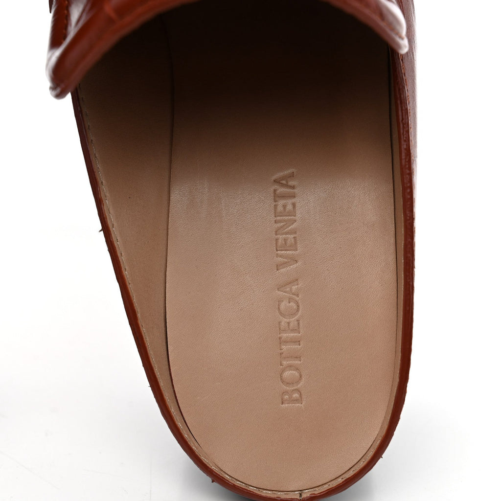 Calfskin Alligator Embossed Mules 39.5 Rust