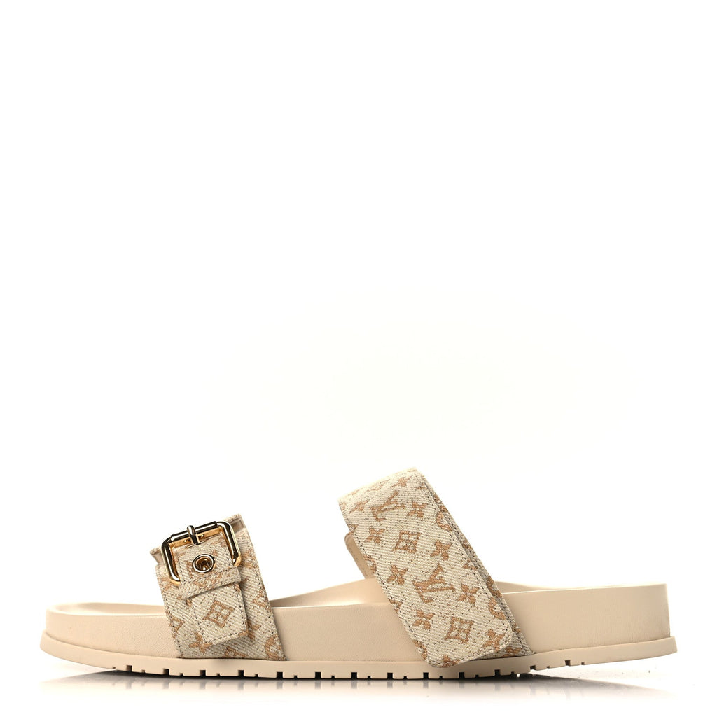 Monogram Lurex Bom Dia Flat Comfort Mules 40 Beige