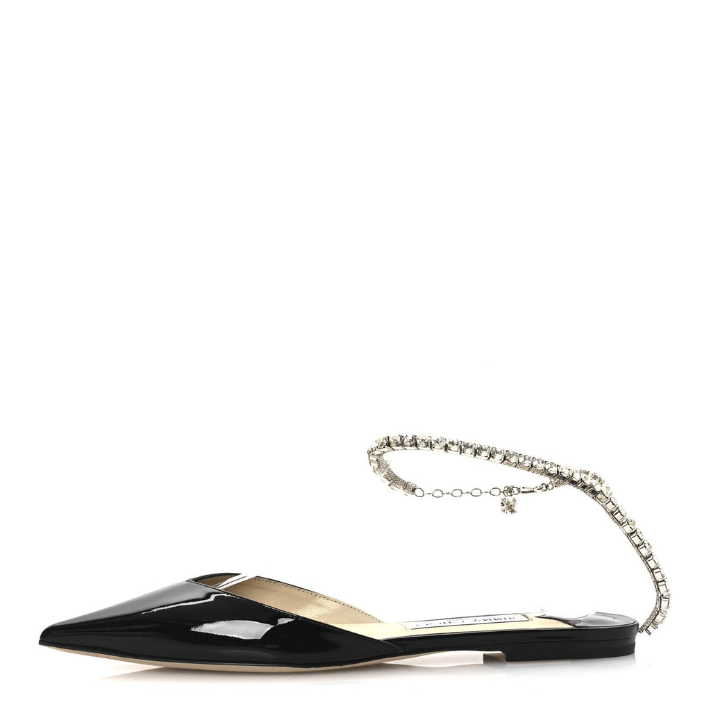 Patent Crystal Saeda Flats 38 Black