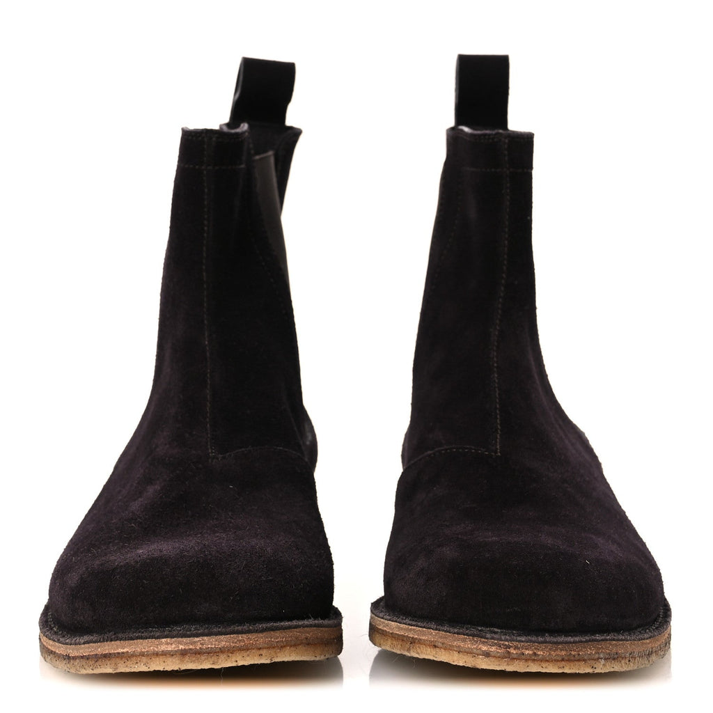 Suede Calfskin Rubber Sole Chelsea Boots 41 Espresso