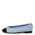 Lambskin Cap Toe CC Ballerina Flats 39.5 Light Blue Black